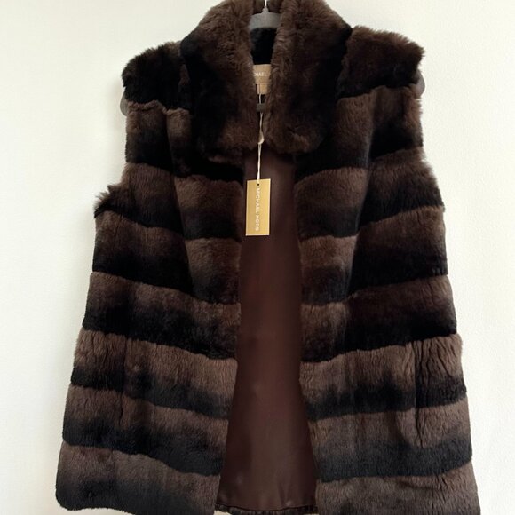Michael Kors Soft Rabbit Fur Vest Brown Small - Picture 2 of 6